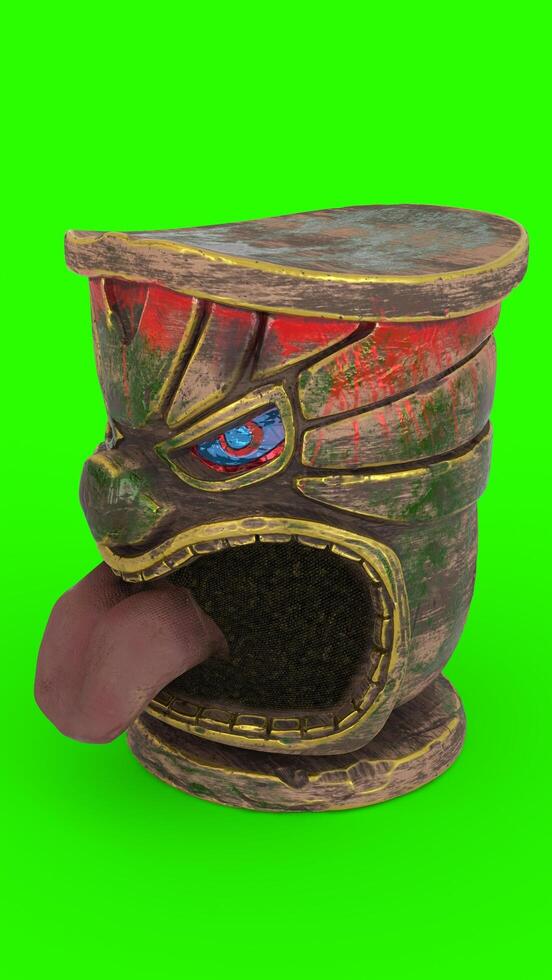 Tiki Mini Statue Totem with green background photo