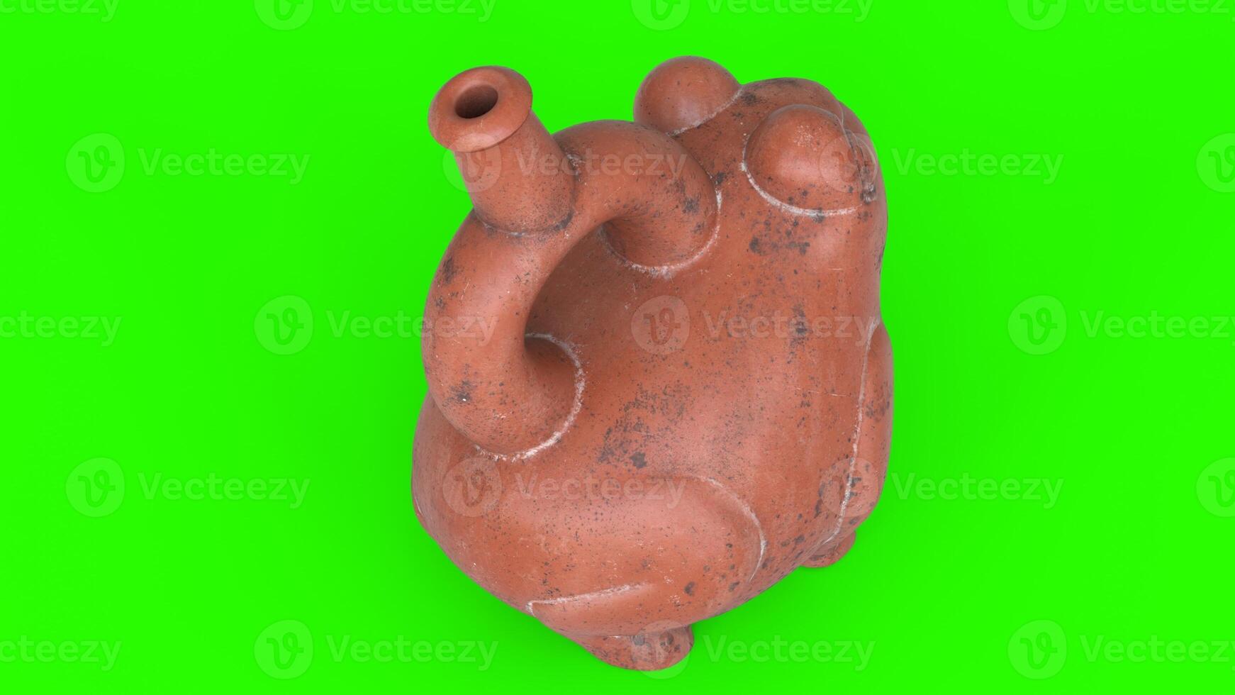 stirrup spout bottle frog with green background photo