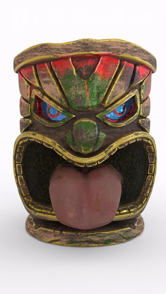 Tiki Mini Statue Totem with white background photo