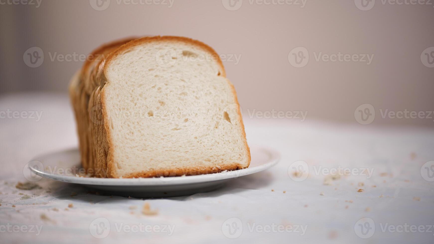 Bread Slices on plate, Bread Slices on table photo
