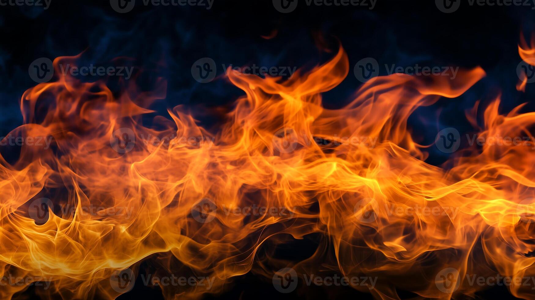 Fire flames on black background. photo
