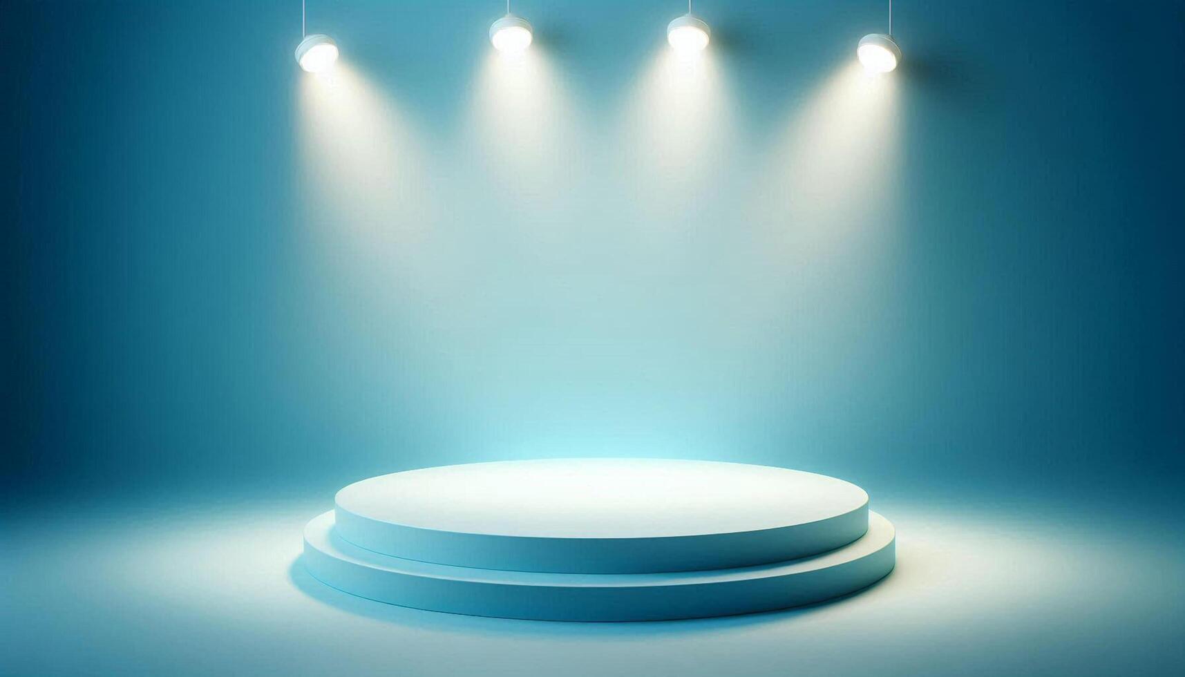 3d render of a podium with spotlight lights photo