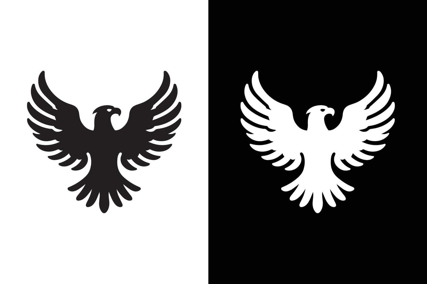 Soaring Eagle Silhouette. Black and White Icon Illustration vector