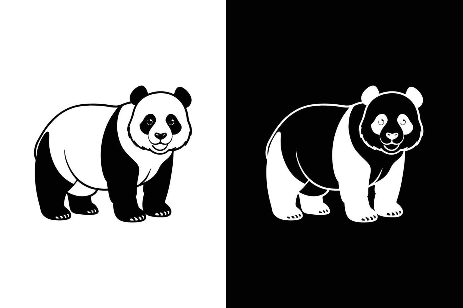 Flat Style Panda Silhouette Icon. Illustration vector