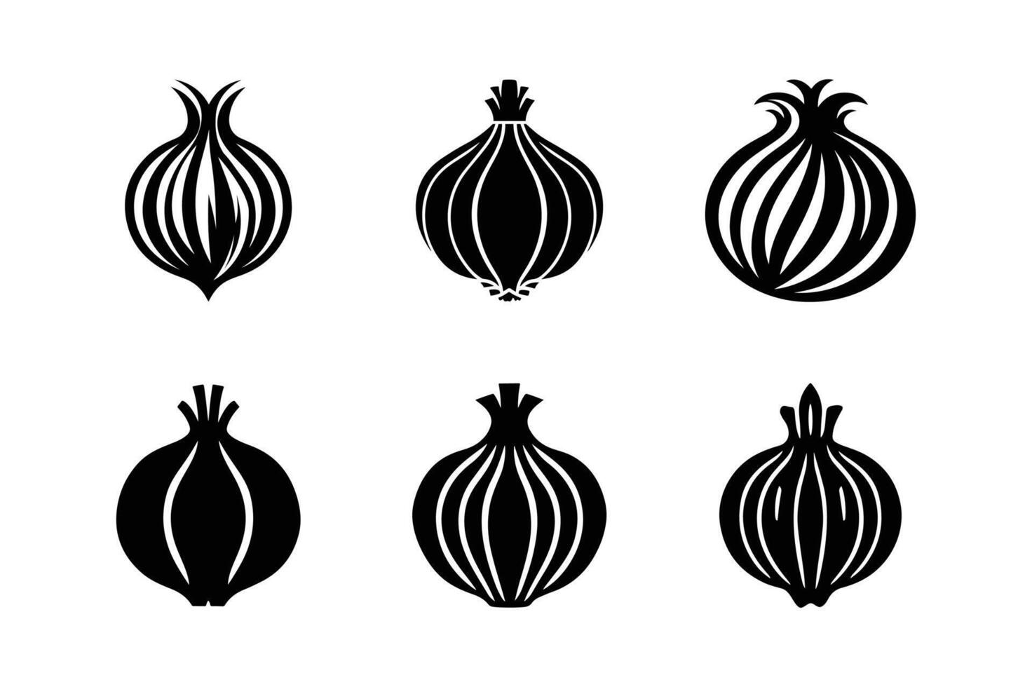 Onion icons set illustration. Silhouette of an onion vector