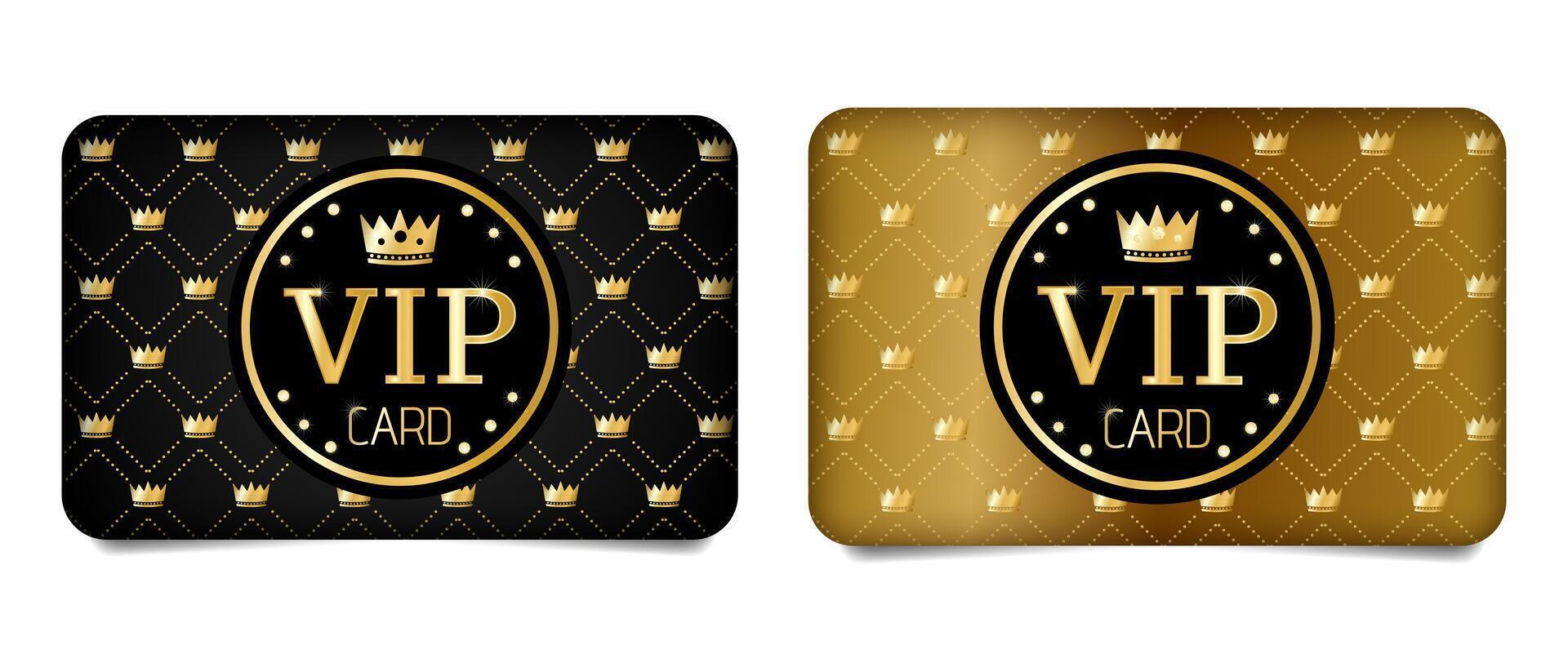 set of 2 luxury gold VIP gift cards vector