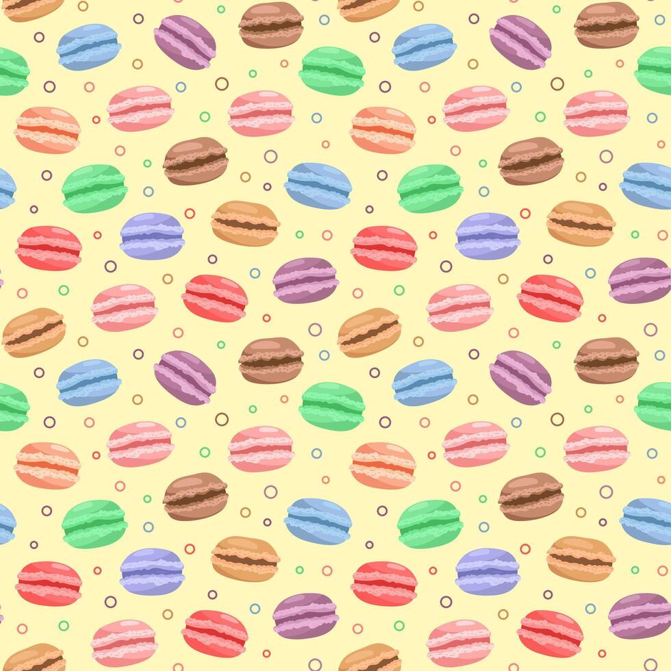 Colorful Macarons. seamless pattern. French delicious background vector