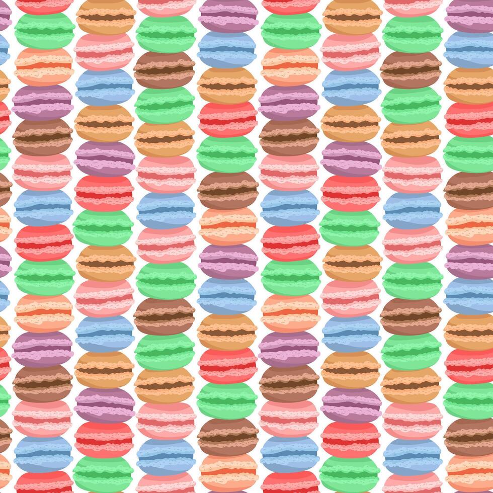 seamless pattern of macarons stack. Colorful background vector