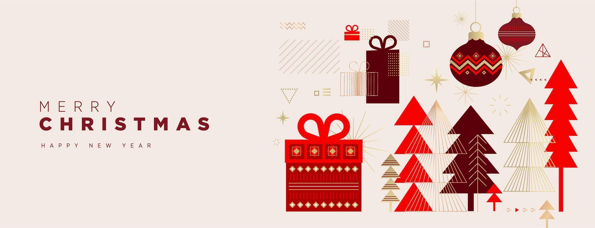 Merry Christmas and Happy New Year Greeting Card. illustration for background, greeting card, party invitation card, website banner, social media banner, business and marketing material. vector