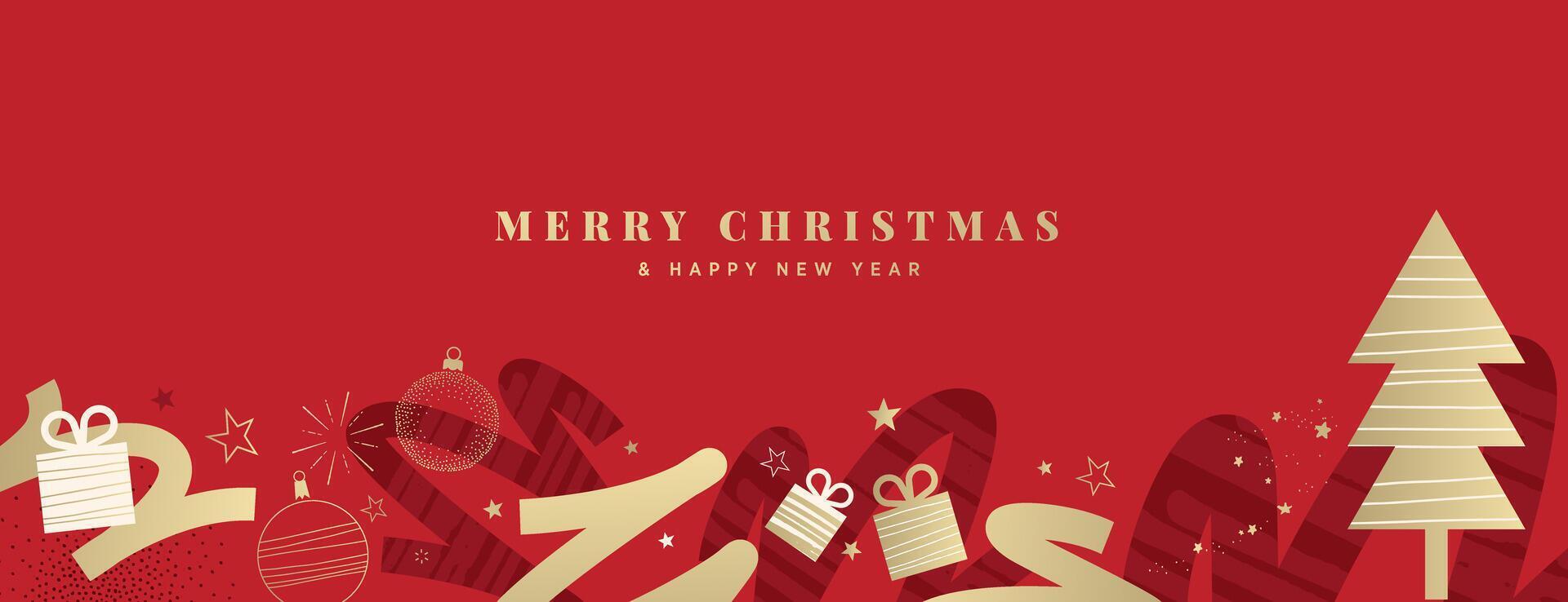 Merry Christmas and Happy New Year. illustration for background, greeting card, party invitation card, website banner, social media banner, business and marketing material. vector