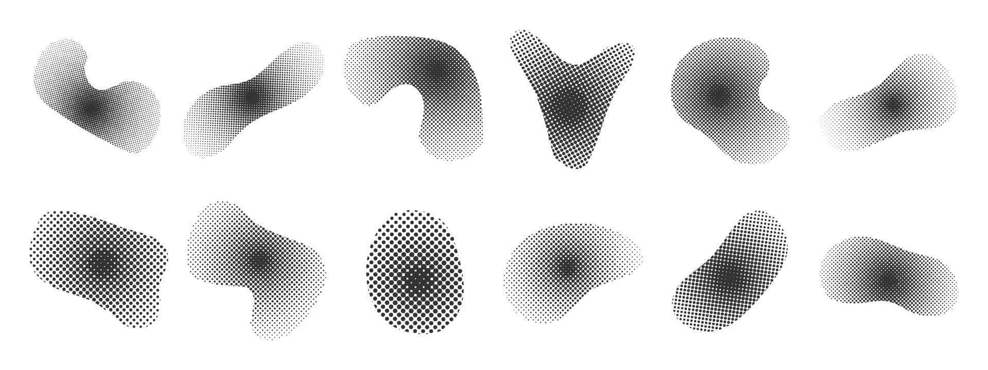 Set of halftone dot shapes. Gradient dot texture for design. trendy dot effects using halftone, circle gradient. vector