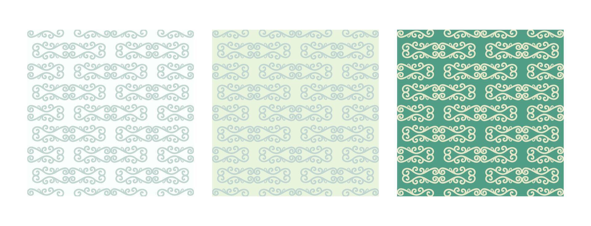 Set of seamless patterns in retro style green vector