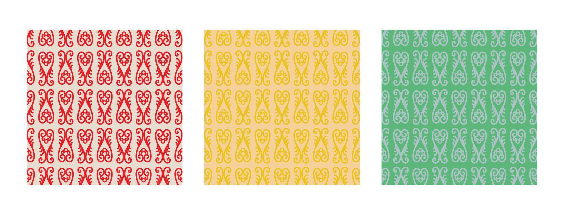 Set of seamless patterns in retro style red vector