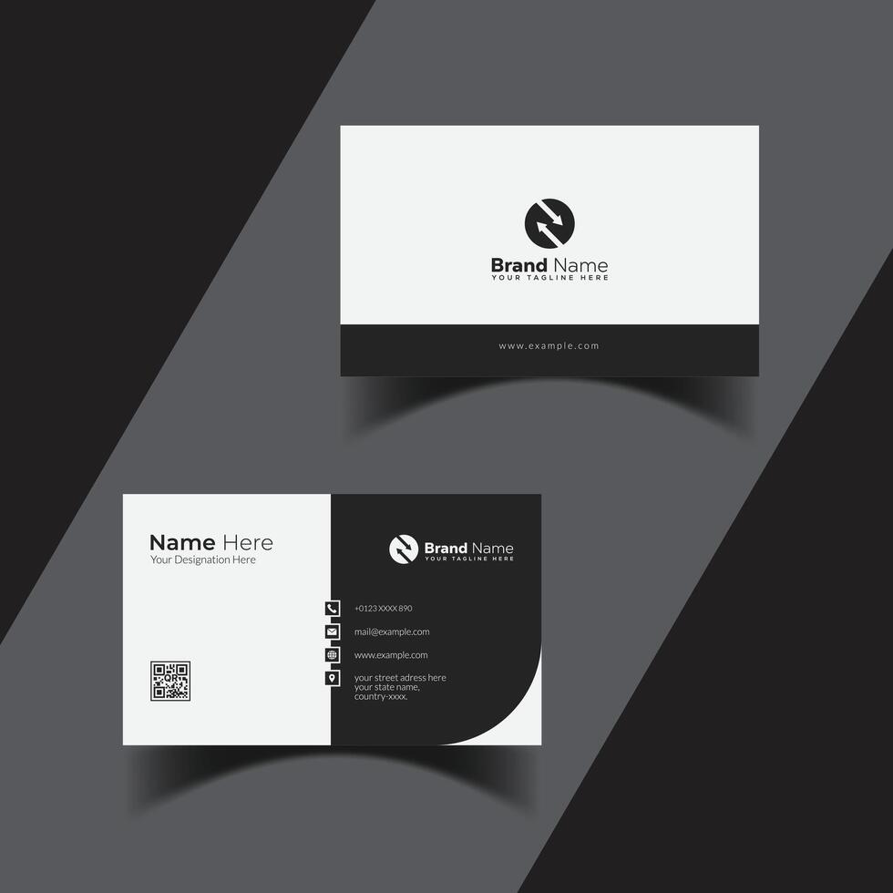 Simple Black and White business card design vector