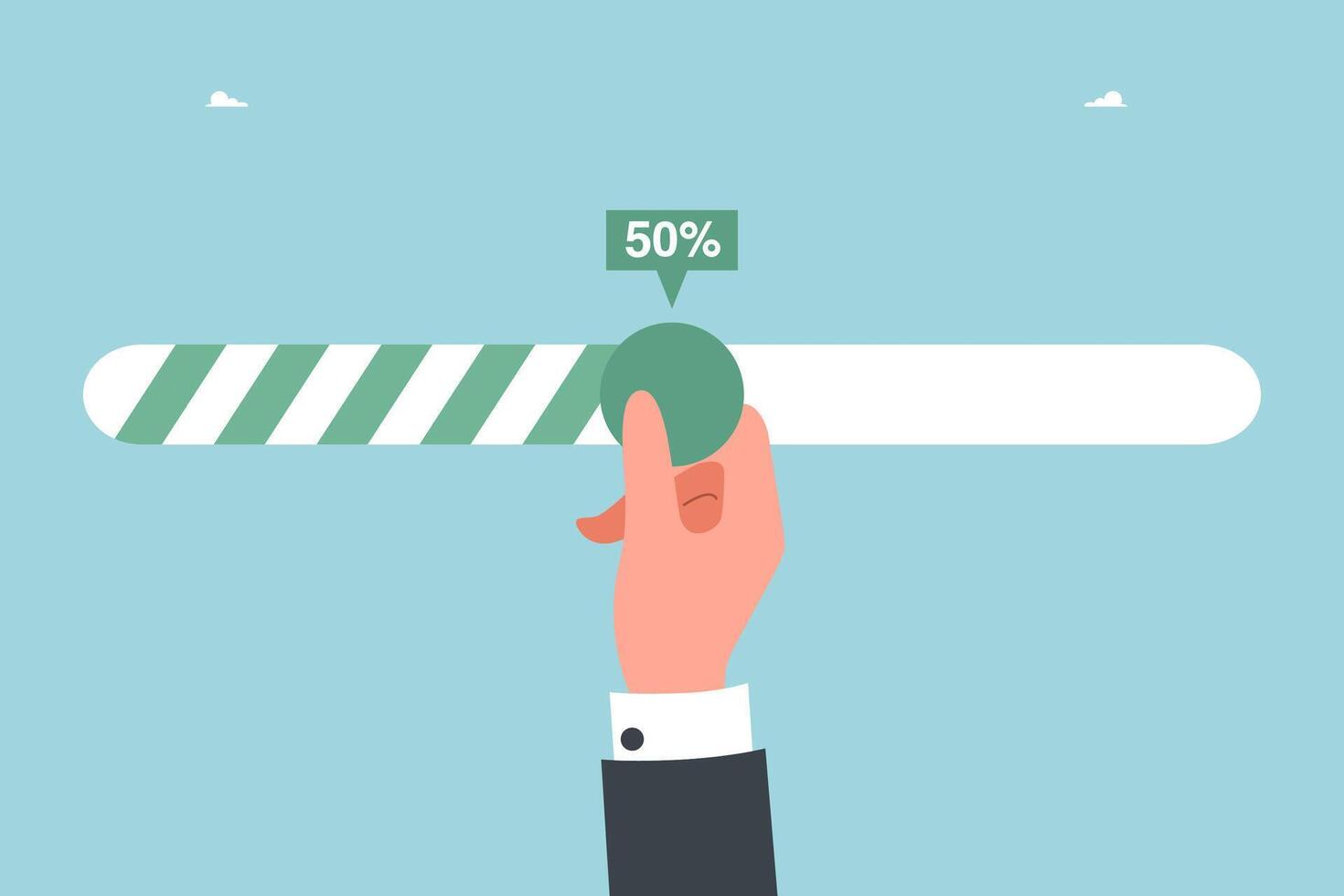 Hand pushing loading slider vector