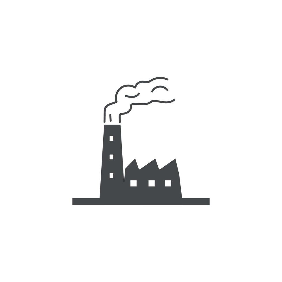 The factory's flat design illustration has a chimney. vector