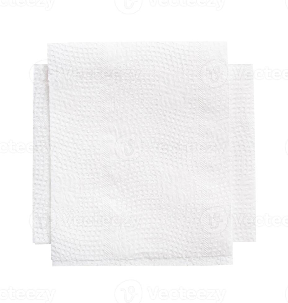 Top view of two folded white tissue paper in stack isolated on white background with clipping path photo