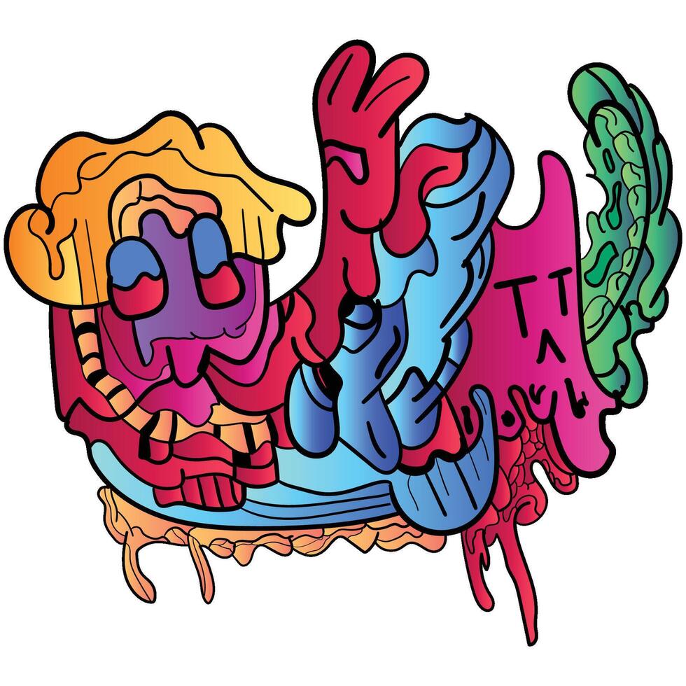 Abstract face, eyes doodle. can be use for banner or sticker .Illustration vector
