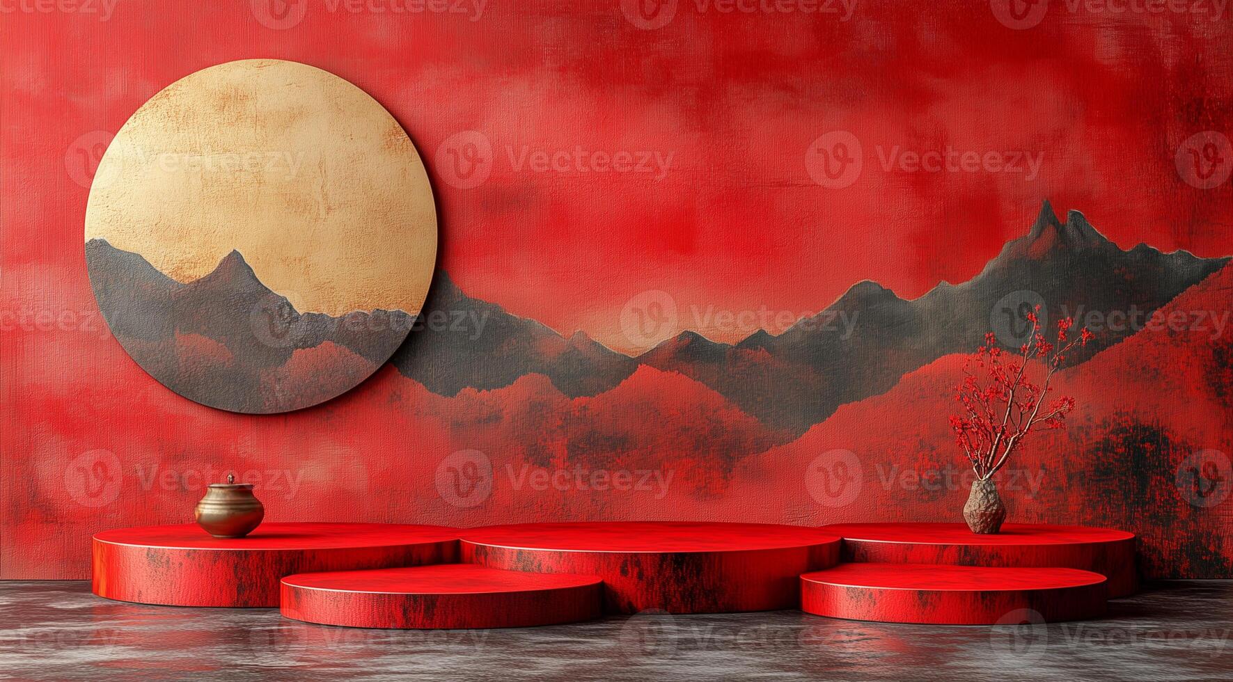 Chinese New Year, interior with podium, created with technology. photo