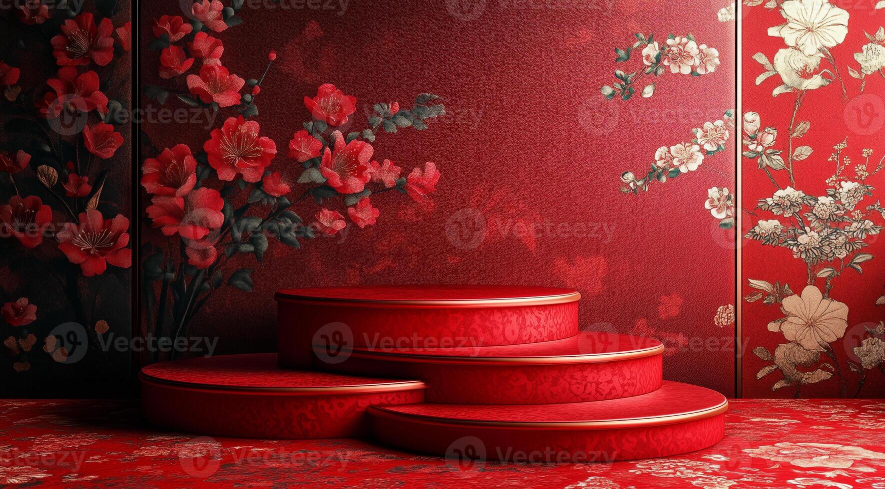 Chinese New Year, interior with podium, created with technology. photo