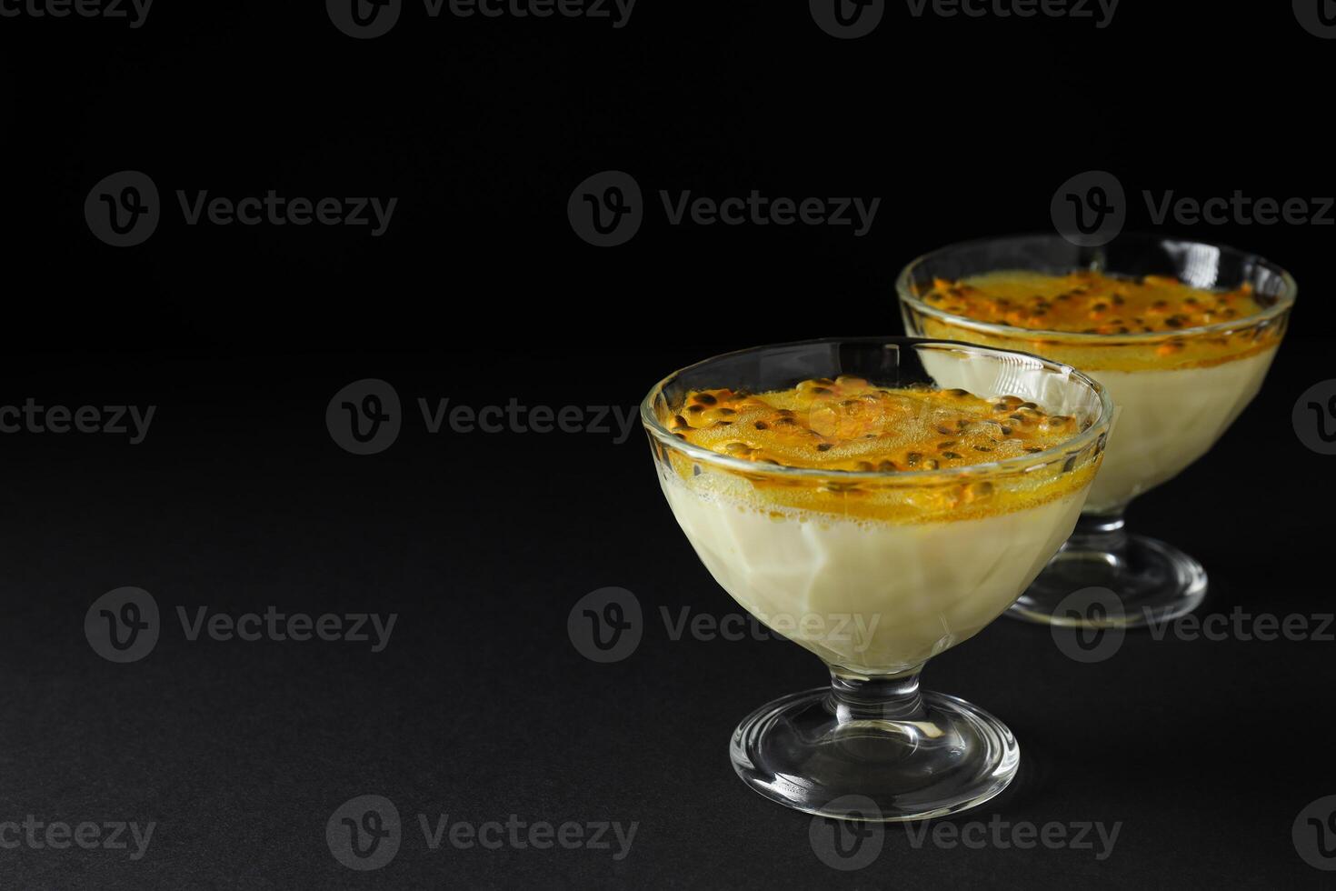 Passion fruit mousse, concept of tasty dessert photo