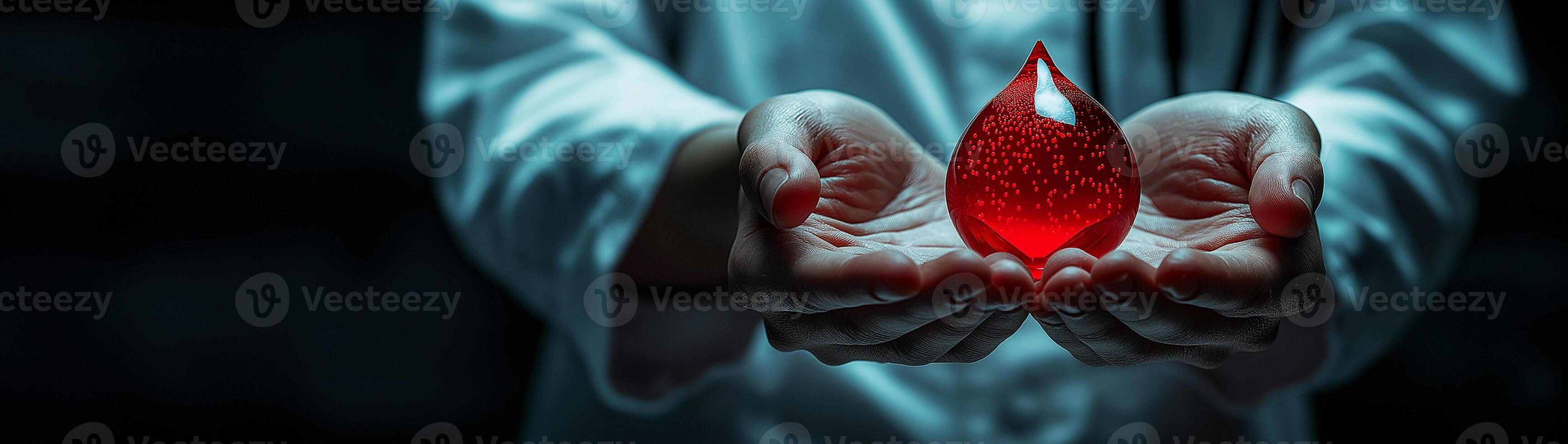 Blood Donor Month, a drop of blood, created with the help of technology. photo