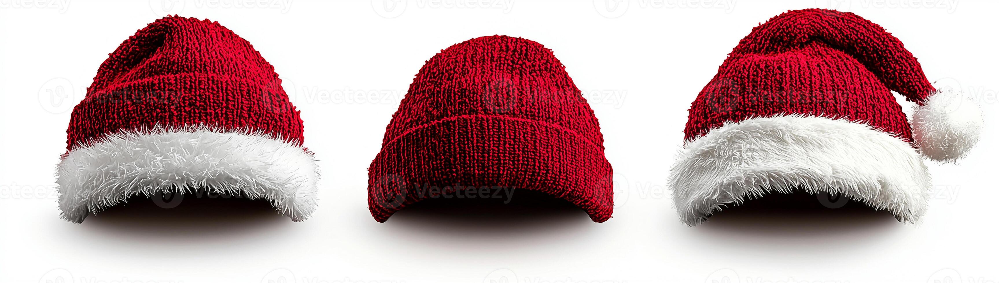 Santa Claus and red bag of gifts, Santa hat set, powered by technology. photo