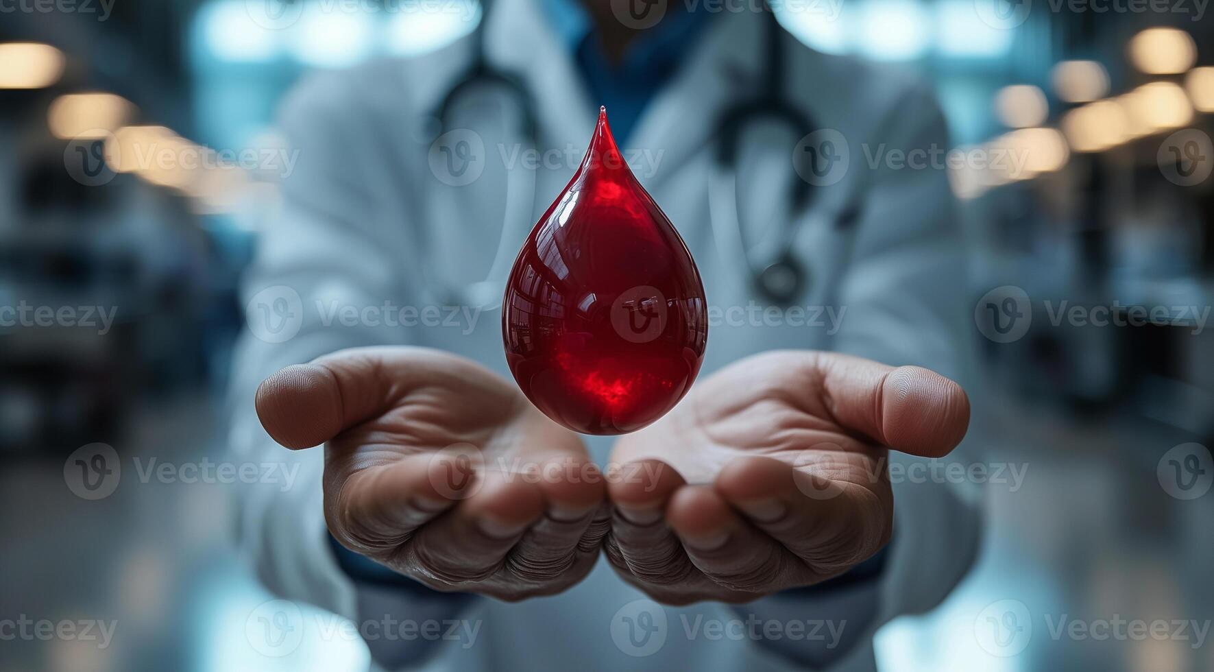 Blood Donor Month, a drop of blood, created with the help of technology. photo