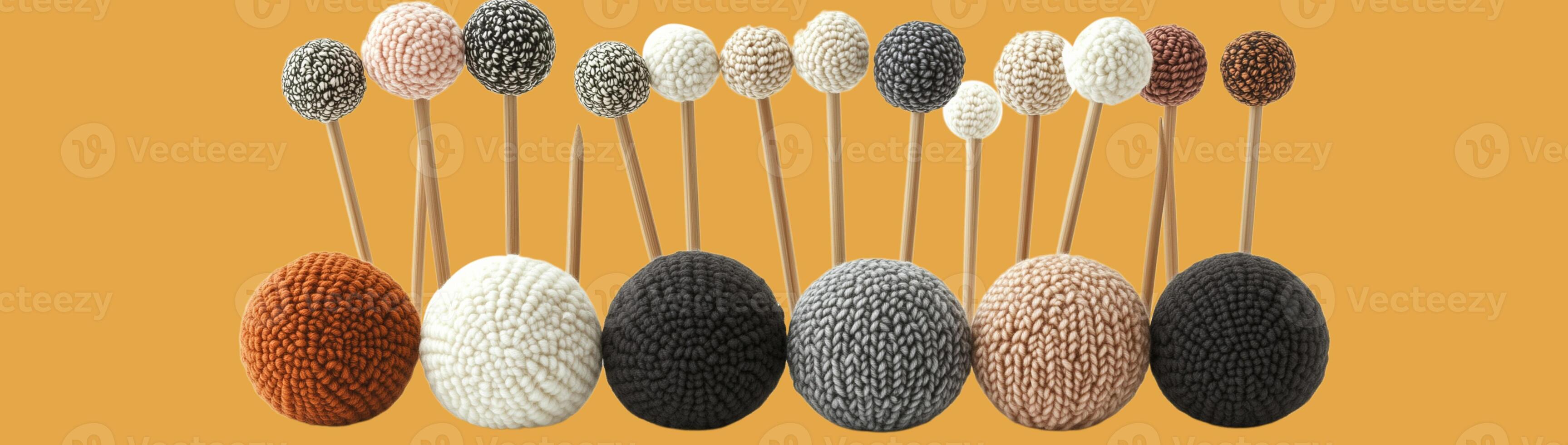 Knitted things, a skein of yarn with knitting needles, created using technology. photo