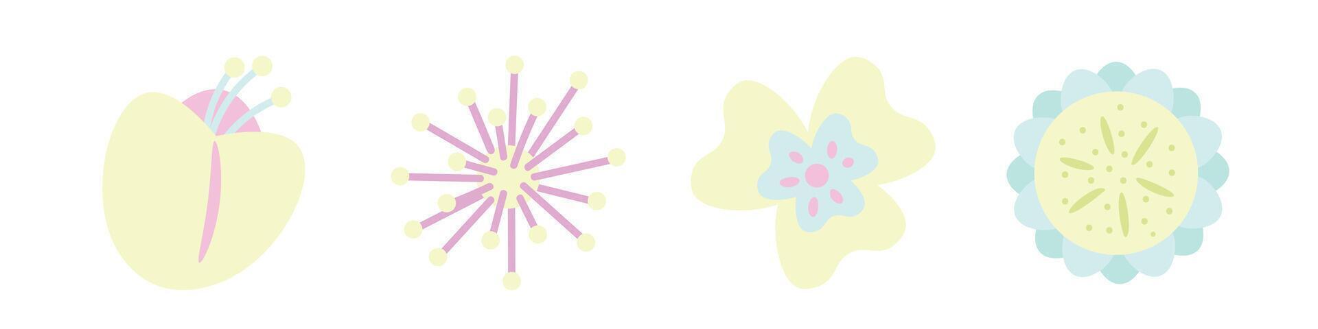 A set of four different flower shapes vector