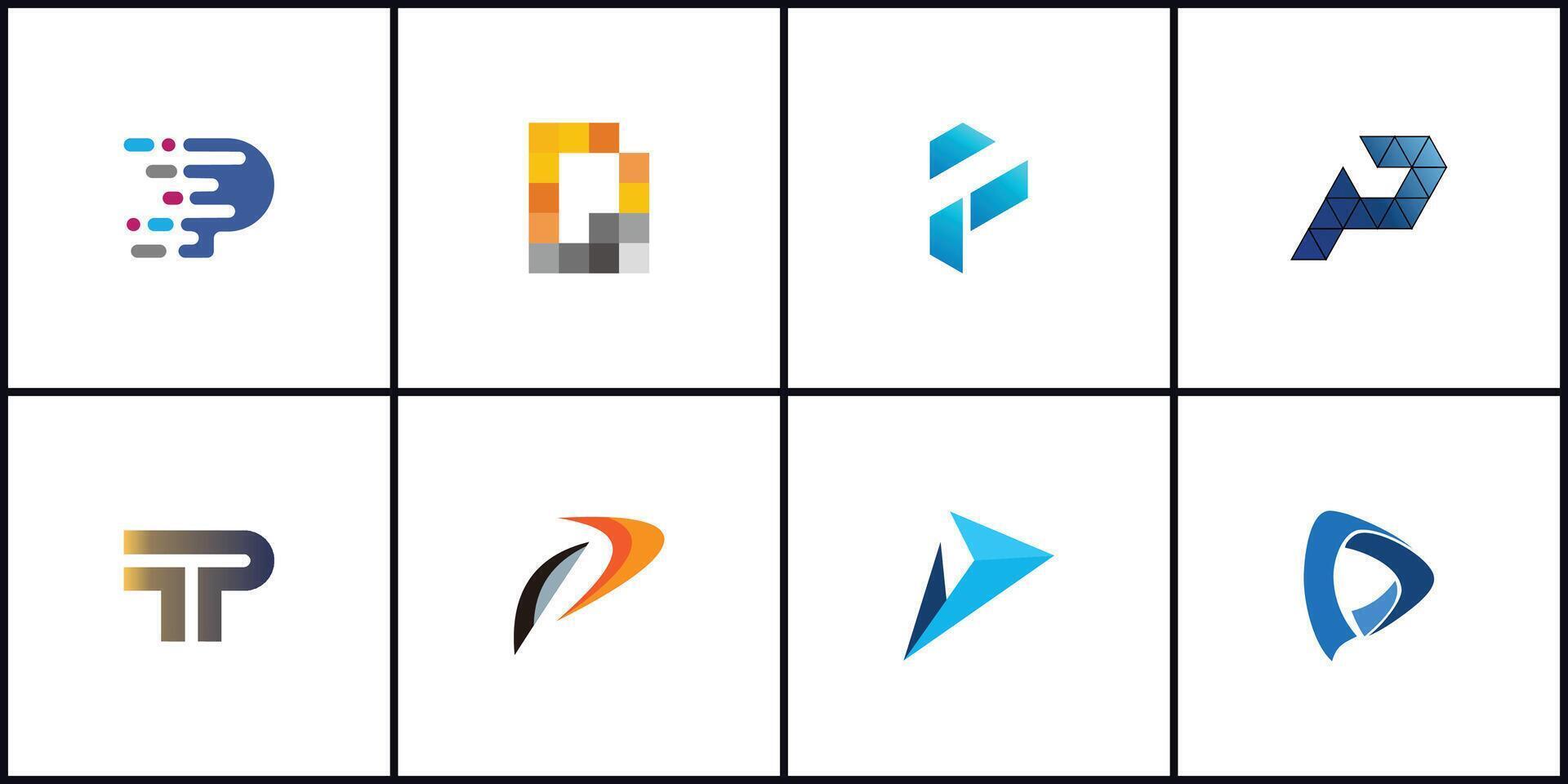 A versatile set of minimalist letter P logo icons perfect for app icons web design and branding vector