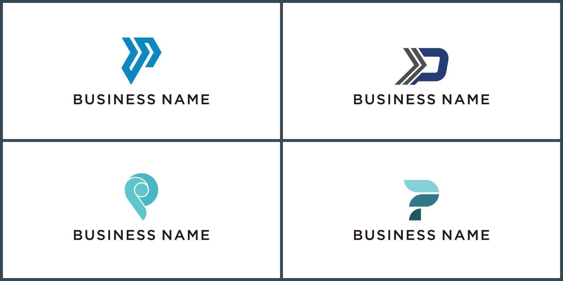 Set of luxury line letter P logo design vector