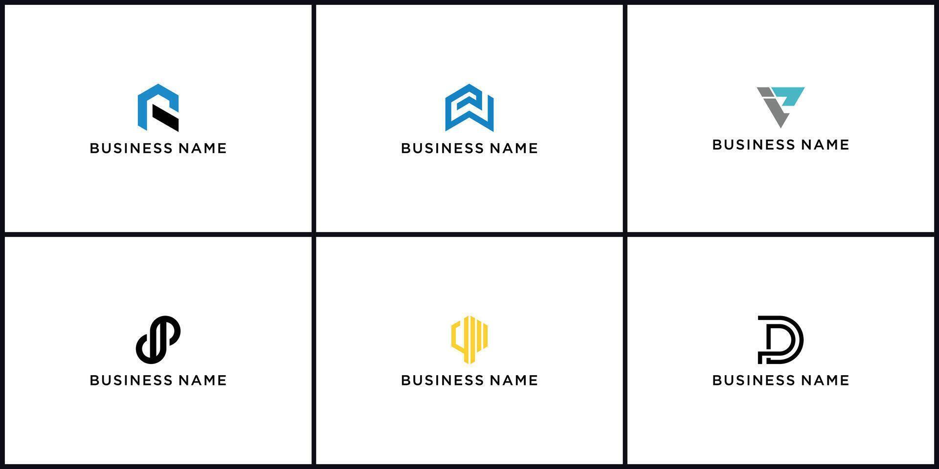 Set of collection initial letter P logo template. icons for business of fashion, sport, automotive, technology digital. vector