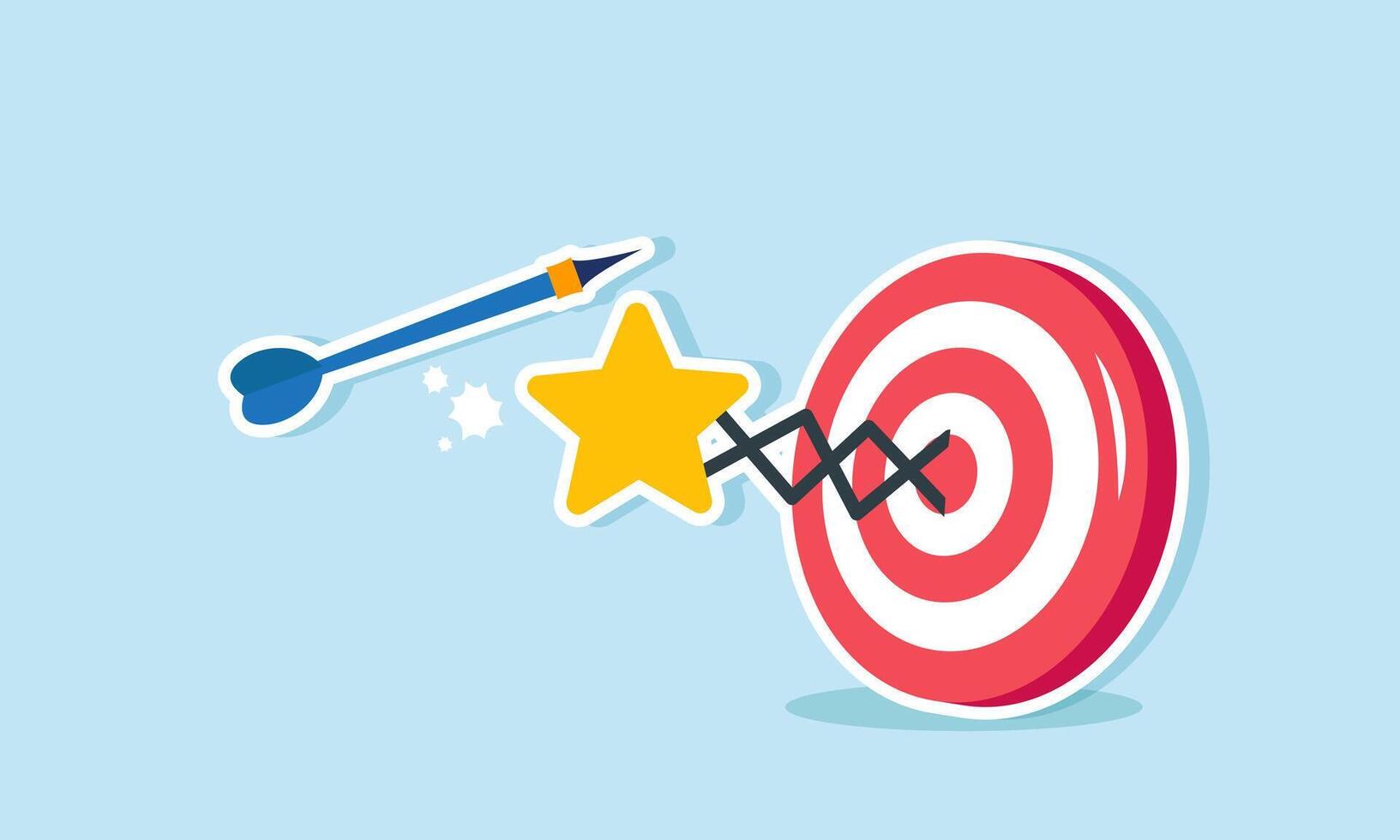 A punching machine with a lamp on a target board hits an arrow, illustration of preventing and altering business targets based on quality or business standardization vector