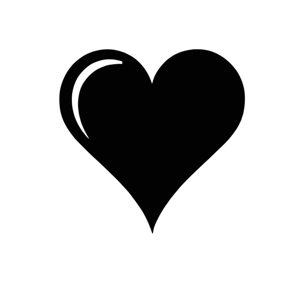 Heart icon black silhouette on white background vector