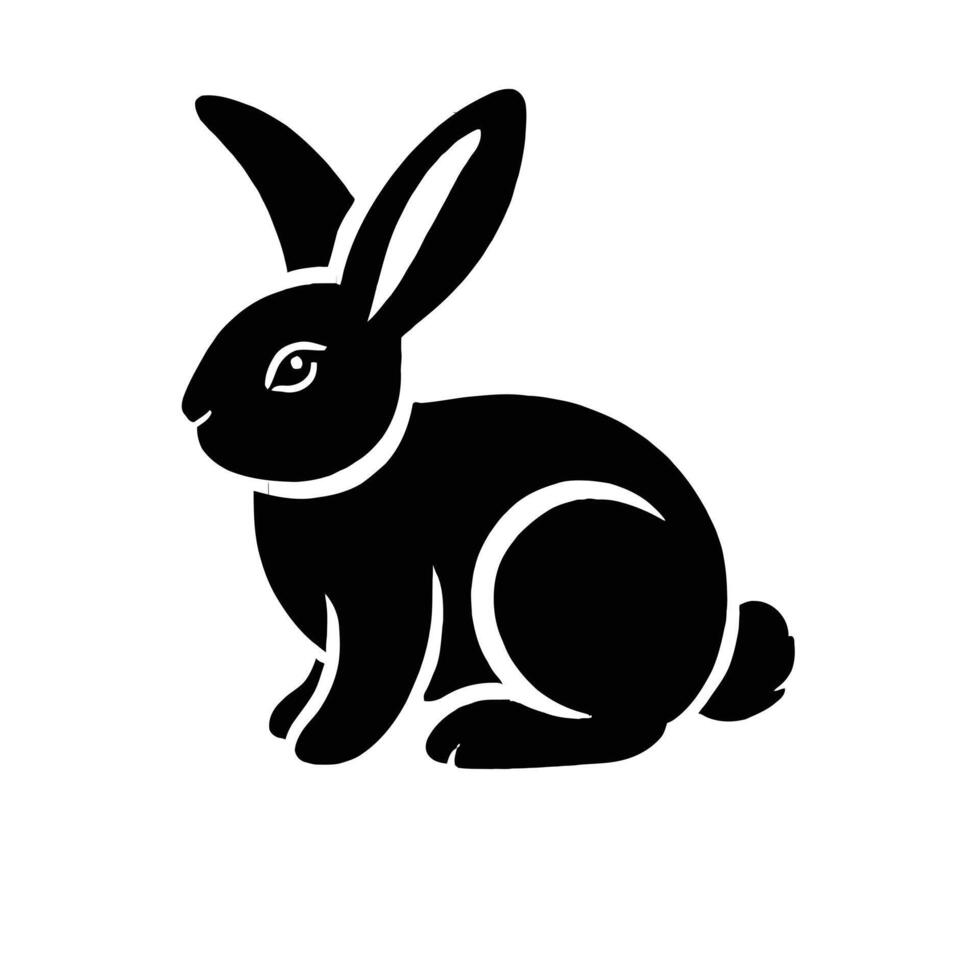 A black and white rabbit icon on a white background vector