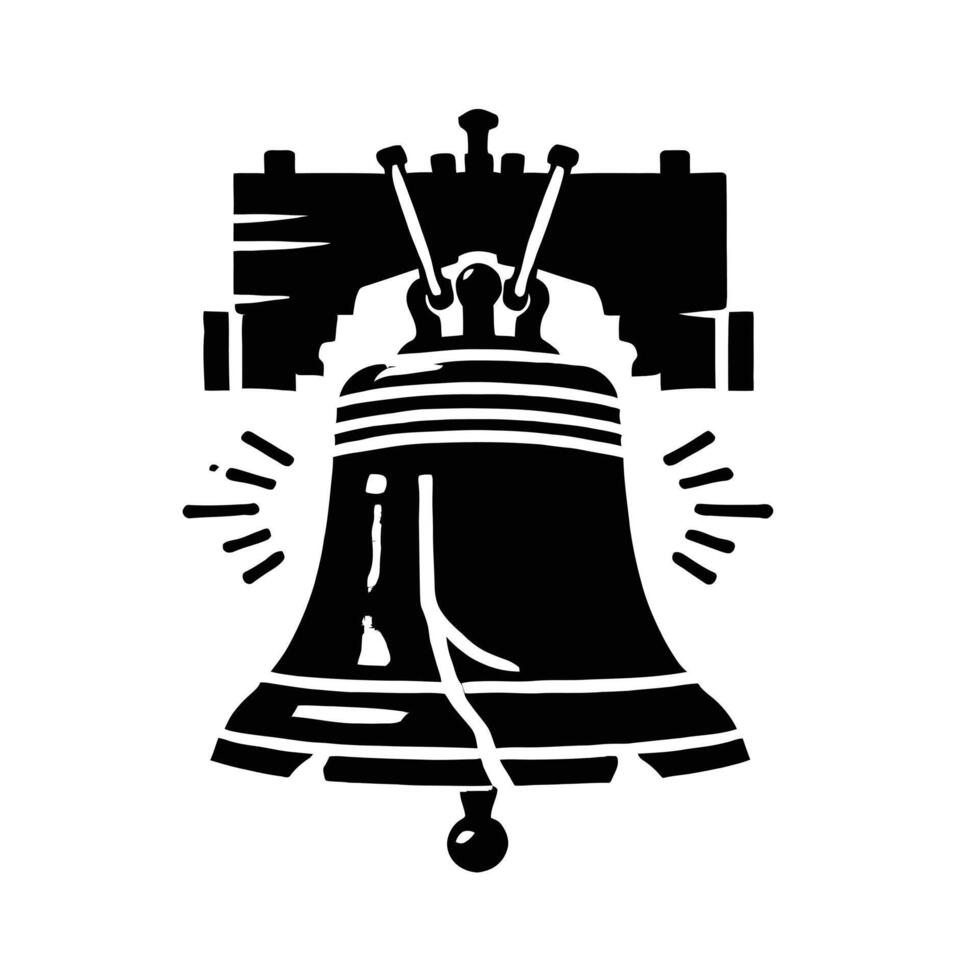 The liberty bell is shown in black and white vector