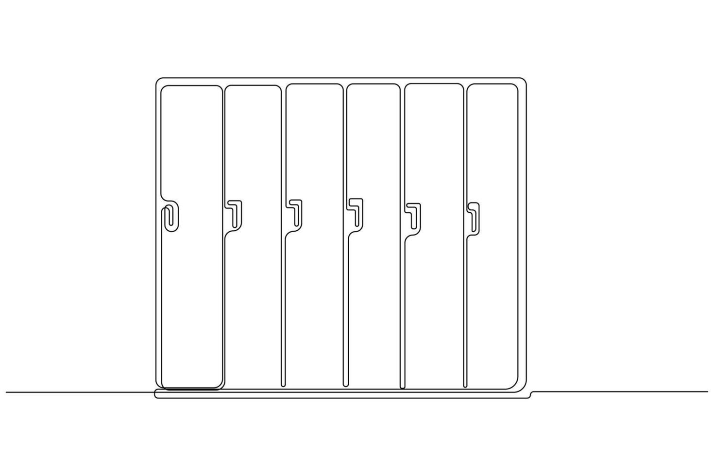 Locker continuous line art drawing. School locker outline isolated on white background. vector