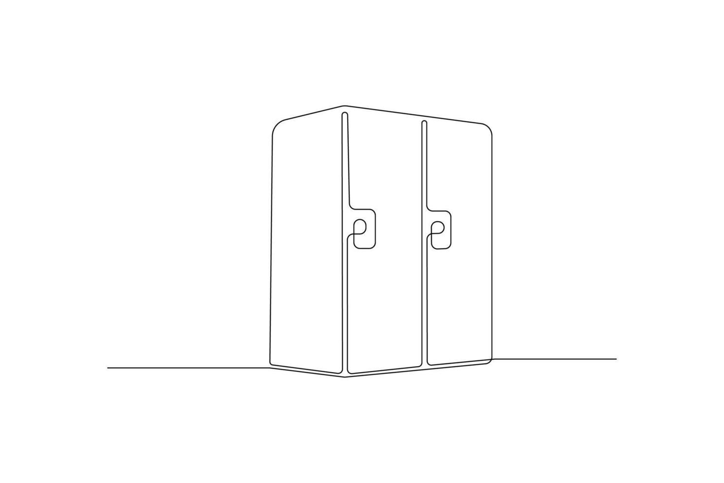 Continuous line art drawing of locker isolated on white background. vector