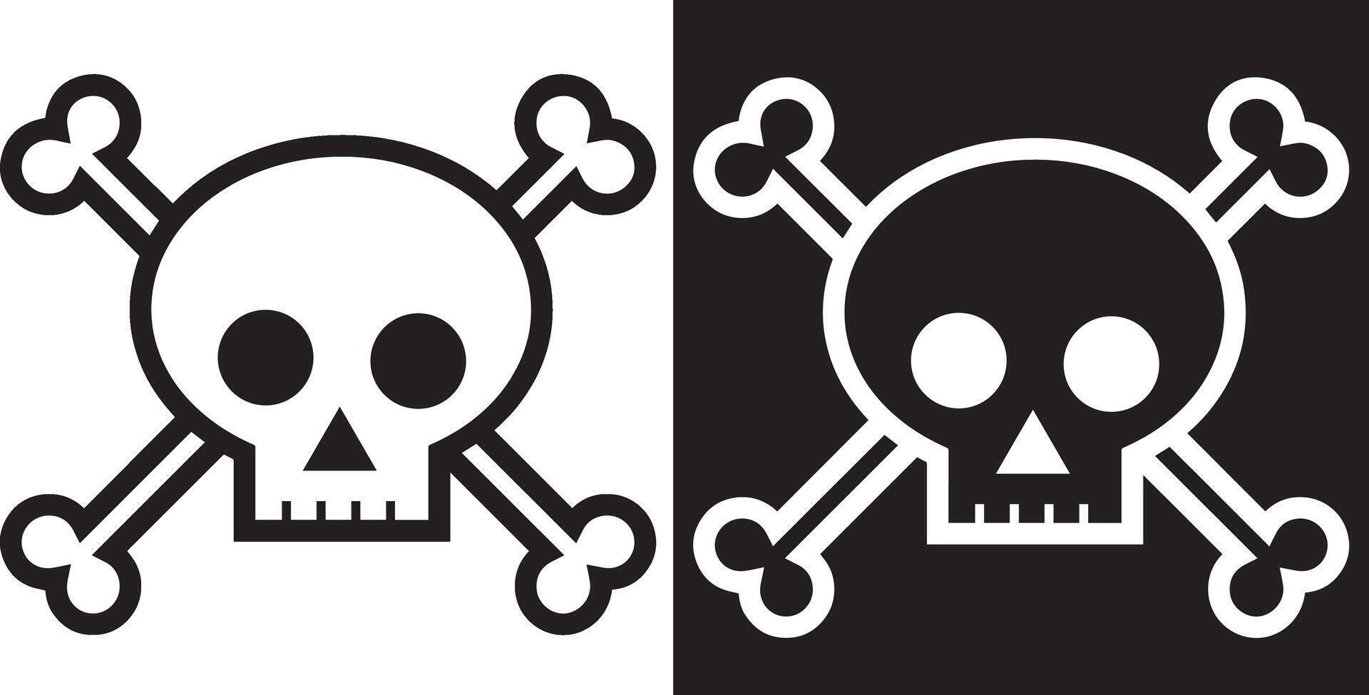 Crossbones icon set. Crossbones and skull icons. Skeleton icons. Skull icon set. vector