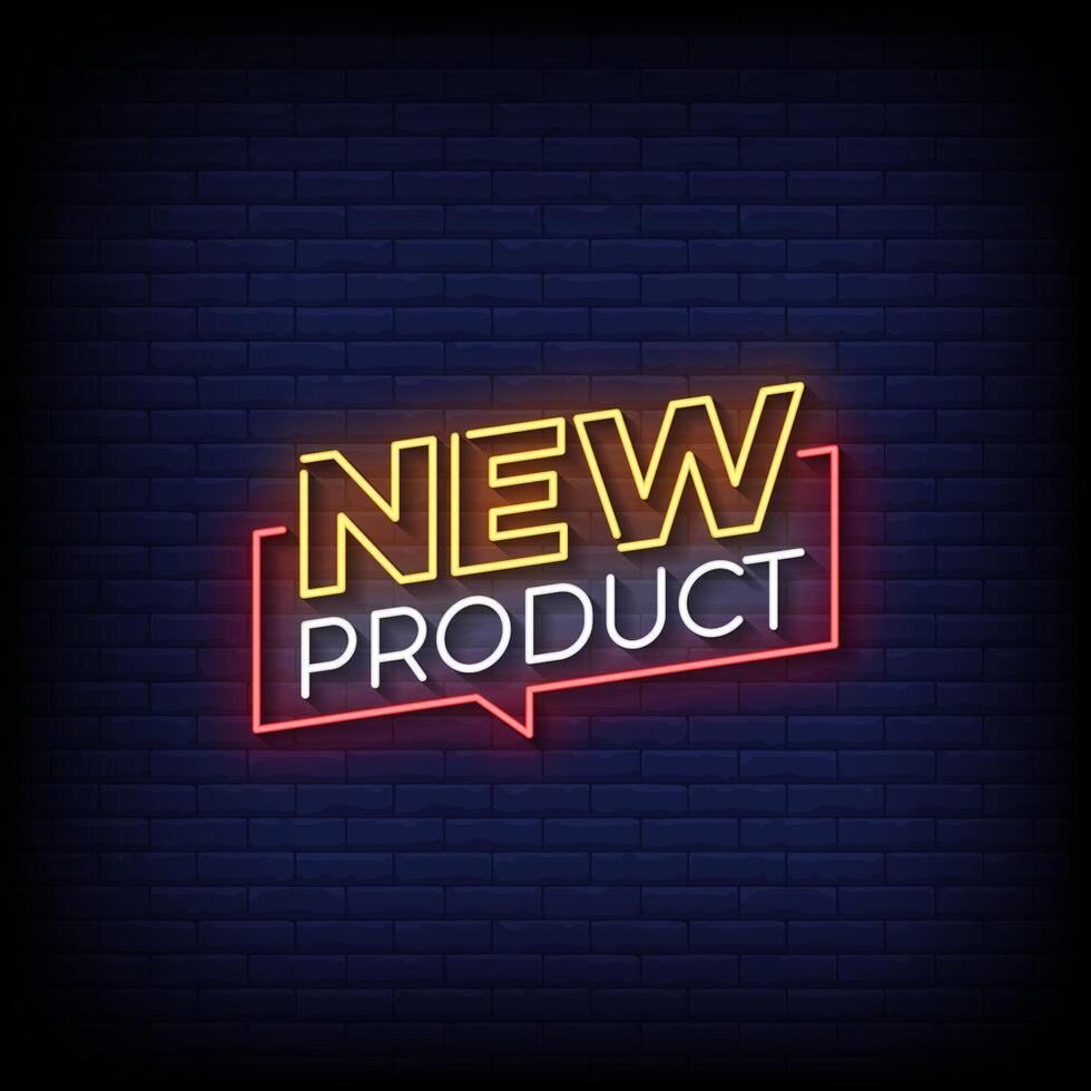 new product neon style with brick wall background vector
