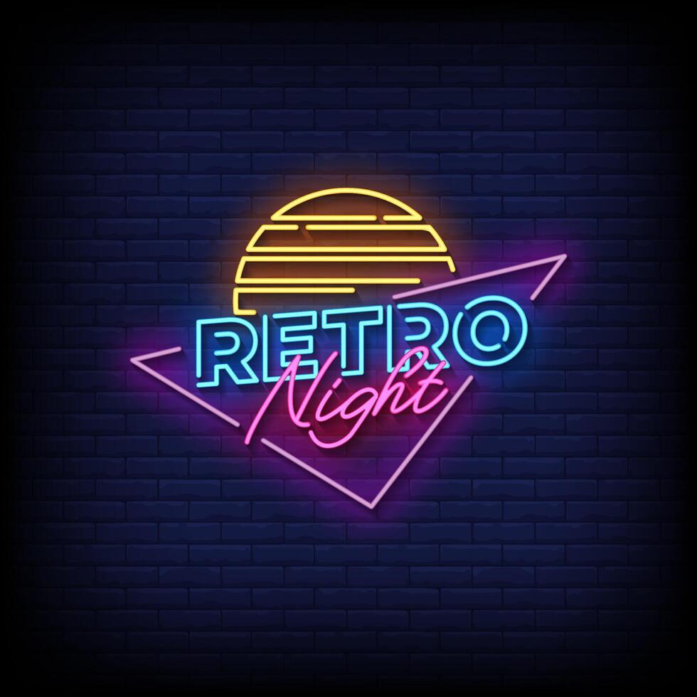 retro night neon style with brick wall background vector