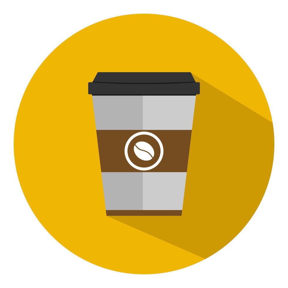Coffee cup icon with long shadow. Flat design style. Coffee cup silhouette. Simple green icon. Modern flat icon in stylish colors. vector