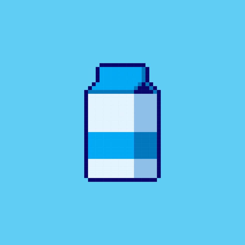 Pixel art box milk game asset design vector