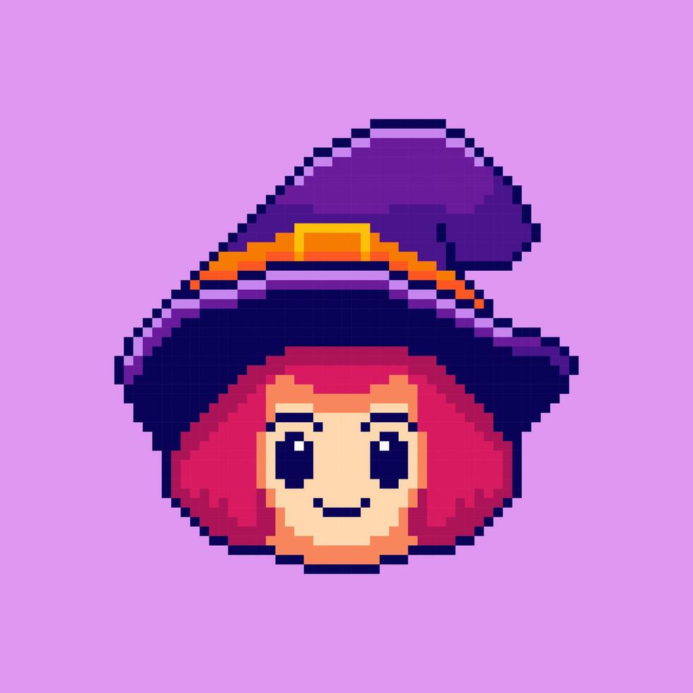 Pixel art Witch game asset design vector