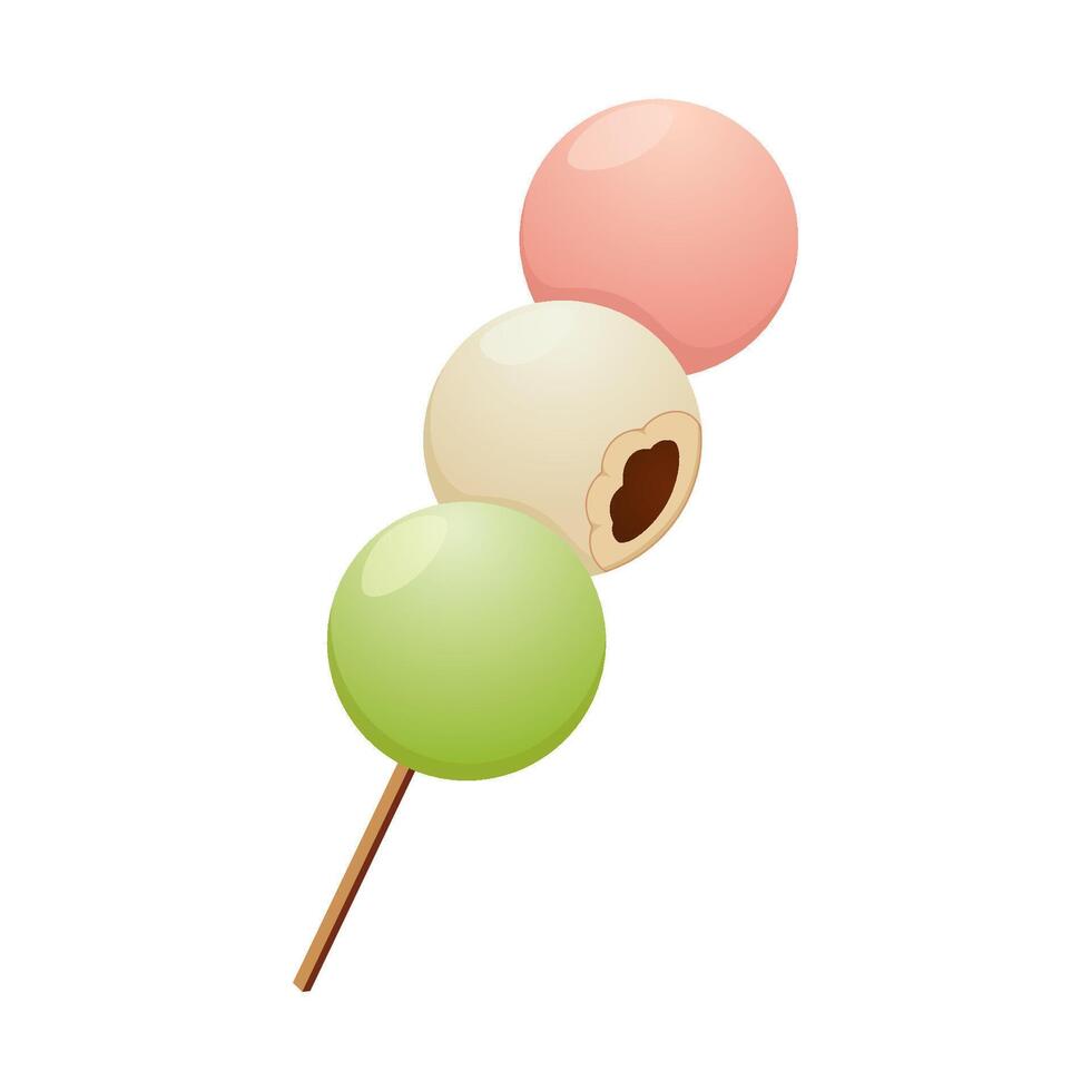 Delicious and soft Japanese dango cake with delicious red bean filling vector