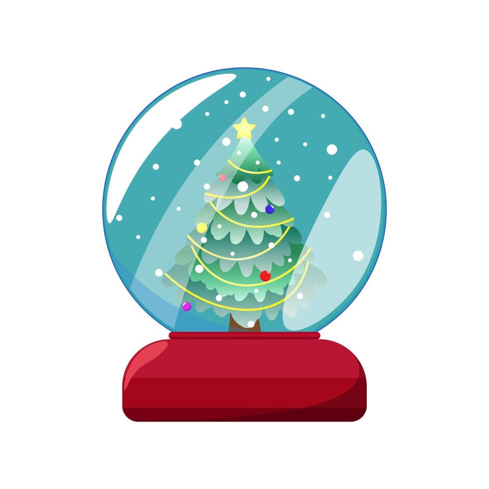 Illustration of a snow globe with a Christmas tree in the glass as a Christmas celebration vector