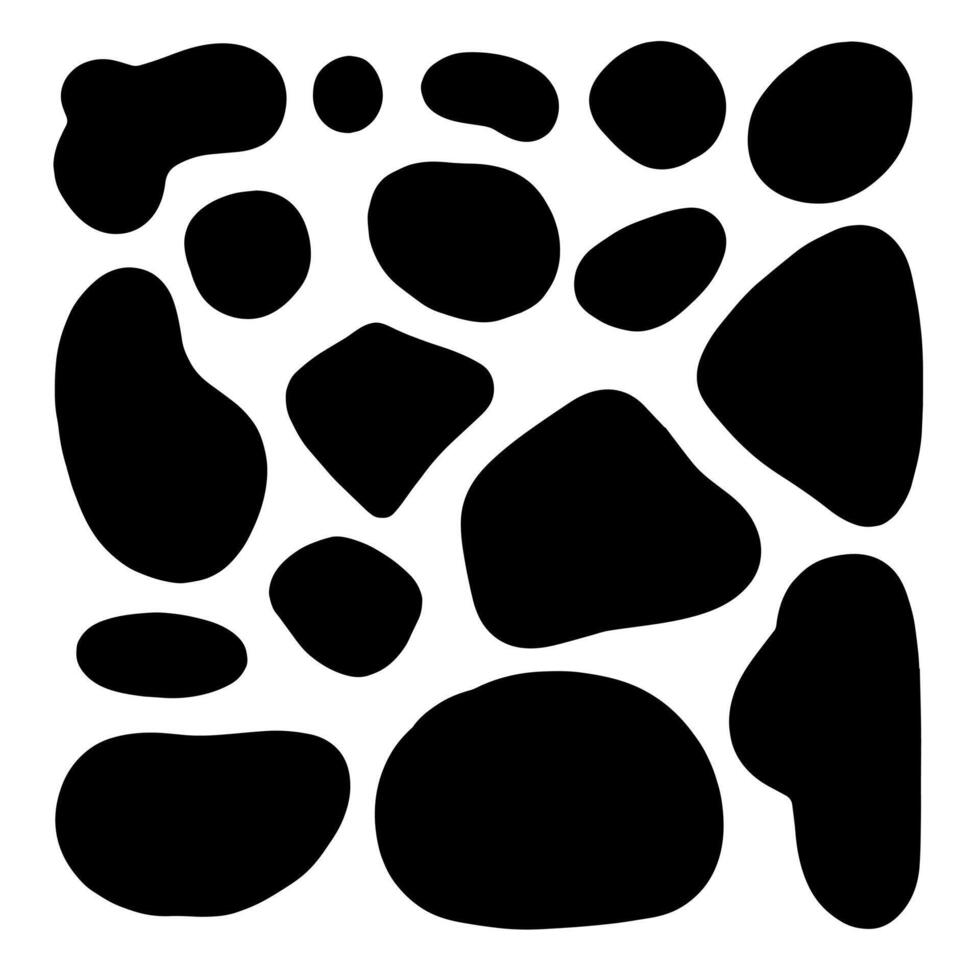 Set of black brush strokes. Hand drawn ink spots isolated on white background. vector