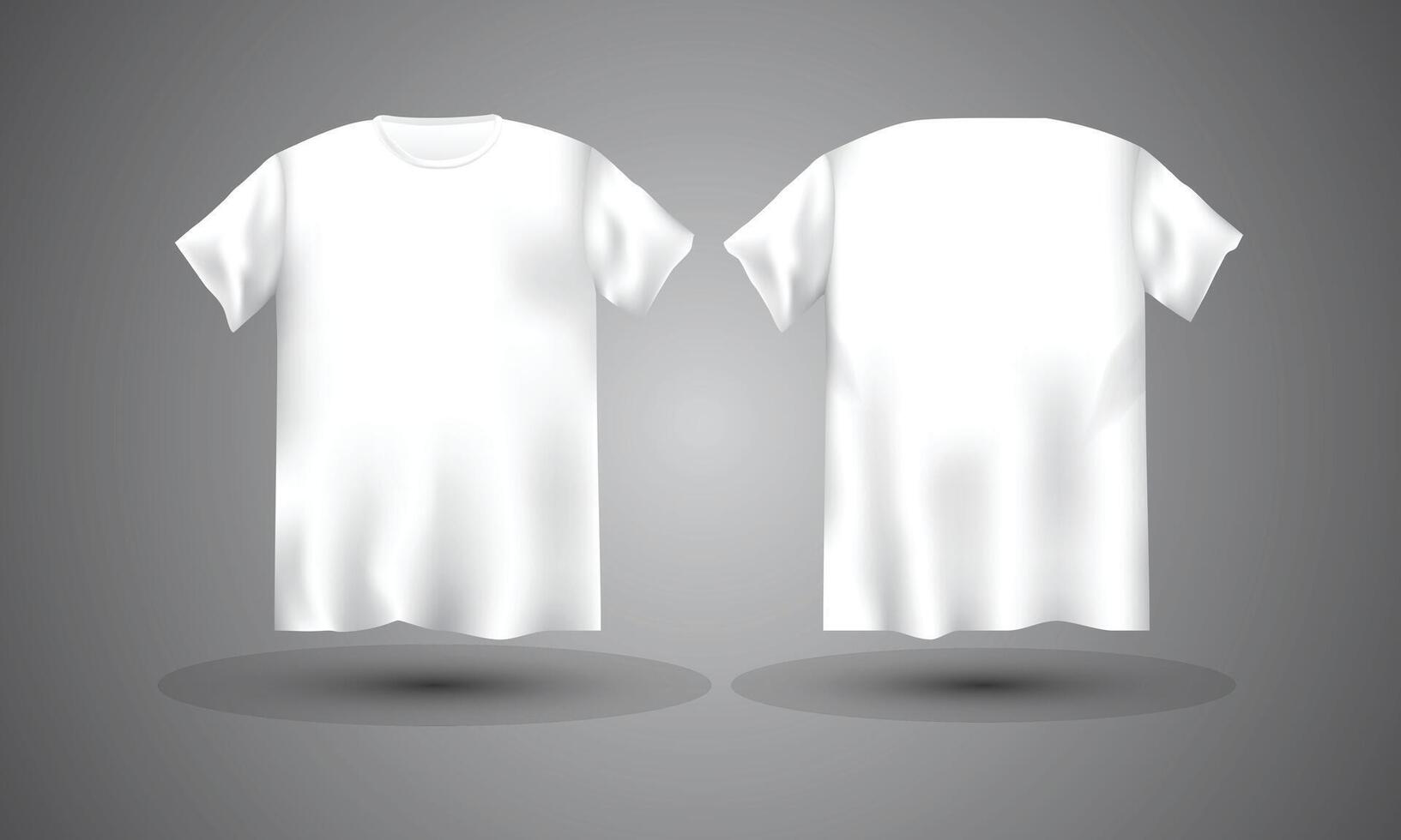 White T-shirt mockup front and back illustrations vector