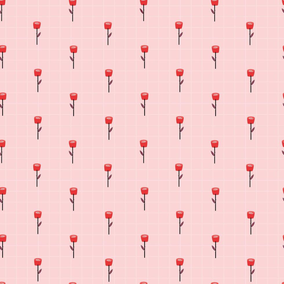 Seamless Red Tulip Pattern on Soft Pink Background for Decoration vector